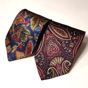 Lot of 2 Vintage Clubfellow 100% Silk Men's Ties Paisley Floral Classy Retro